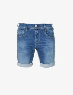 Replay Anbass 360 Logo-embellished Denim-blend Shorts