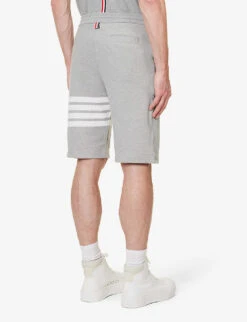 Four-bar Brand-patch Regular-fit Cotton-jersey Shorts -Metro Style Shop R04152261 LIGHTGREY ALT03