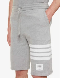 Four-bar Brand-patch Regular-fit Cotton-jersey Shorts -Metro Style Shop R04152261 LIGHTGREY ALT04