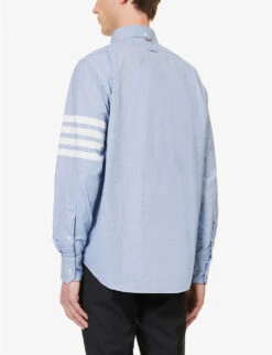 Four-bar Brand-patch Regular-fit Cotton Shirt 11 Four-bar Brand-patch Regular-fit Cotton Shirt -Metro Style Shop R04152267 LIGHTBLUE ALT03