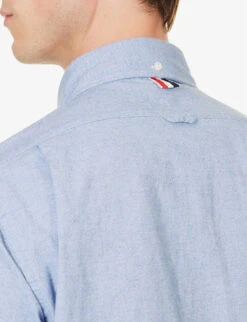 Four-bar Brand-patch Regular-fit Cotton Shirt 12 Four-bar Brand-patch Regular-fit Cotton Shirt -Metro Style Shop R04152267 LIGHTBLUE ALT04