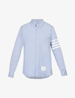 Four-bar Brand-patch Regular-fit Cotton Shirt
