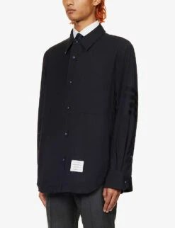 Brand-patch Relaxed-fit Wool Overshirt -Metro Style Shop R04152273 DARKBLUE ALT02