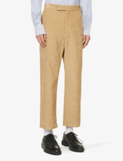 Straight-leg Regular-fit Cotton-corduroy Trousers -Metro Style Shop R04152293 KHAKI ALT02
