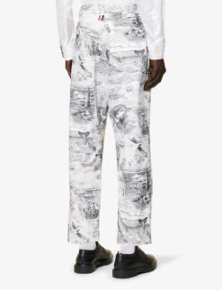 Graphic-print Regular-fit Straight-leg Cotton-canvas Trousers -Metro Style Shop R04152294 BLKWHT ALT03