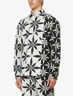 Incision Jacquard-print Boxy-fit Cotton-blend Shirt 10 Incision Jacquard-print Boxy-fit Cotton-blend Shirt -Metro Style Shop R04152301 OFFWHITE ALT02