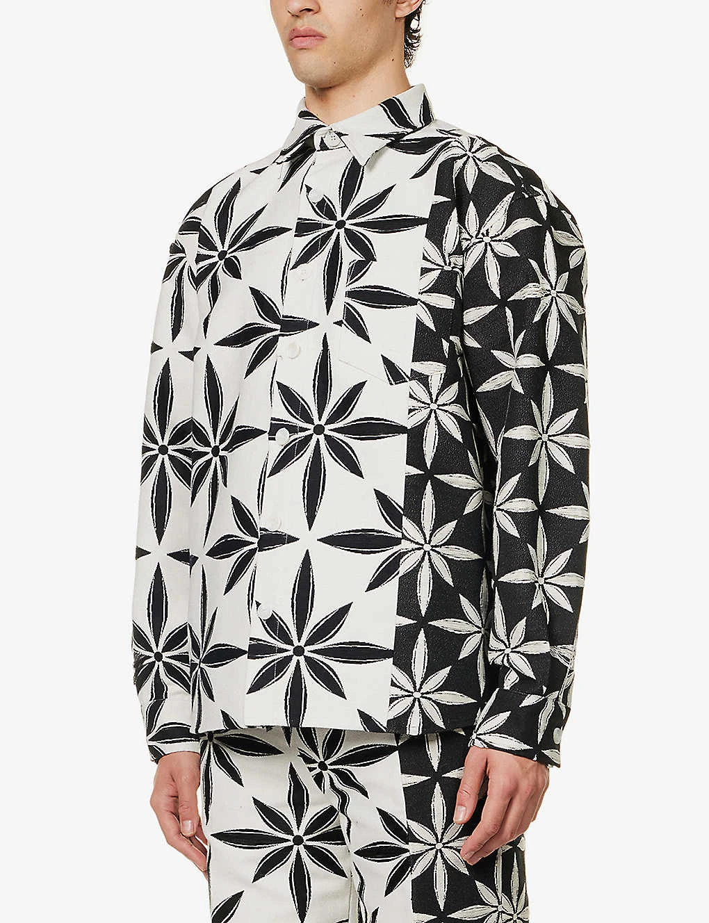 Incision Jacquard-print Boxy-fit Cotton-blend Shirt 5 Incision Jacquard-print Boxy-fit Cotton-blend Shirt - Image 3