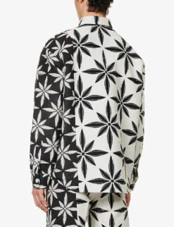 Incision Jacquard-print Boxy-fit Cotton-blend Shirt 11 Incision Jacquard-print Boxy-fit Cotton-blend Shirt -Metro Style Shop R04152301 OFFWHITE ALT03