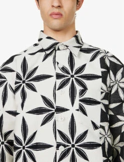 Incision Jacquard-print Boxy-fit Cotton-blend Shirt 12 Incision Jacquard-print Boxy-fit Cotton-blend Shirt -Metro Style Shop R04152301 OFFWHITE ALT04