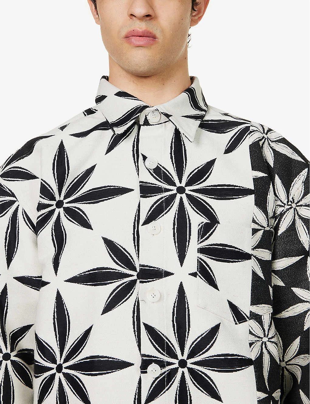 Incision Jacquard-print Boxy-fit Cotton-blend Shirt 7 Incision Jacquard-print Boxy-fit Cotton-blend Shirt - Image 5