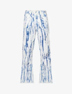 Abstract-print Wide-leg Denim Jeans