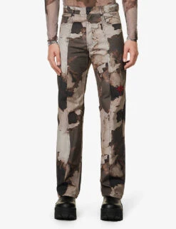 Burn Printed Brand-embroidered Straight-leg Cotton Trousers -Metro Style Shop R04152310 BURNPRINT ALT02