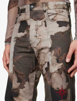 Burn Printed Brand-embroidered Straight-leg Cotton Trousers -Metro Style Shop R04152310 BURNPRINT ALT05