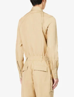 Alexander McQueen Harness Pleated-cuffs Slim-fit Cotton-poplin Shirt -Metro Style Shop R04153541 BEIGE ALT03