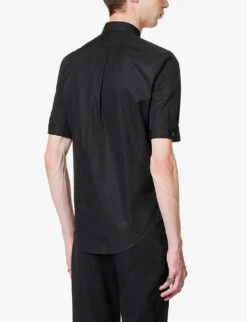 Alexander McQueen Bead-embellished Slim-fit Cotton-poplin Shirt -Metro Style Shop R04153543 BLACK ALT03