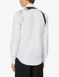 Alexander McQueen Harness Graphic-panel Regular-fit Cotton-poplin Shirt -Metro Style Shop R04153544 WHITE ALT03