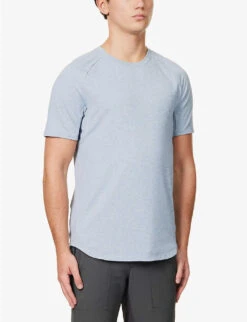 Lululemon Drysense Crewneck Recycled-stretch Polyester Blend T-shirt -Metro Style Shop R04153882 HEATHEREDCHAMBRAY ALT02