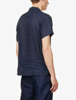 Milan 22 Cross-print Linen Shirt -Metro Style Shop R04155313 NAVY ALT03