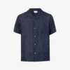 Milan 22 Cross-print Linen Shirt -Metro Style Shop R04155313 NAVY M