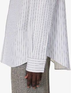 Bottega Veneta Striped Spread-collar Relaxed-fit Cotton Shirt -Metro Style Shop R04157973 PALEGREYCHARCOAL ALT04