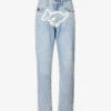 Running Puppy Brand-print Straight-leg Jeans -Metro Style Shop R04158110 BLUE M