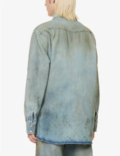 Acne Studios Karty Distressed Relaxed-fit Denim Shirt -Metro Style Shop R04158759 MIDBLUE ALT03