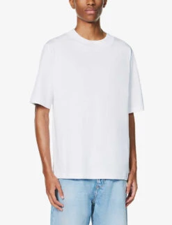 Acne Studios Ensco U Pink Label Brand-print Cotton-jersey T-shirt -Metro Style Shop R04158777 OPTICWHITE ALT02