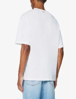 Acne Studios Ensco U Pink Label Brand-print Cotton-jersey T-shirt -Metro Style Shop R04158777 OPTICWHITE ALT03