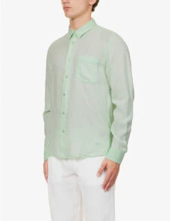 Vilebrequin Long-sleeved Chest-pocket Linen Shirt -Metro Style Shop R04159194 VERTDEAU ALT02