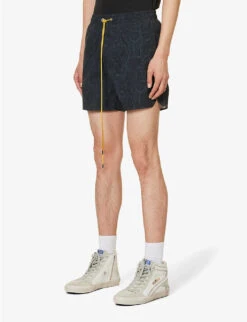 Rhude Snakeskin-print Mid-rise Swim Shorts -Metro Style Shop R04160409 BLACK ALT02