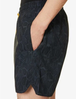 Rhude Snakeskin-print Mid-rise Swim Shorts -Metro Style Shop R04160409 BLACK ALT04