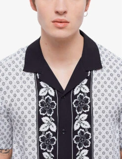 THE KOOPLES Graphic-print Relaxed-fit Woven Shirt -Metro Style Shop R04160821 ECR01 ALT04