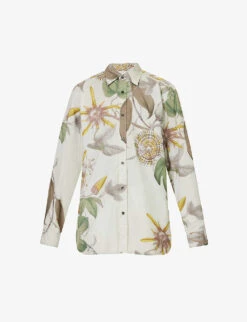 Dries Van Noten Floral-print Patch-pocket Cotton-poplin Shirt