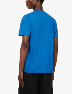 Zebra-embroidered Crewneck Cotton-jersey T-shirt -Metro Style Shop R04161300 COBALTBLUE ALT03