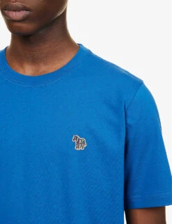 Zebra-embroidered Crewneck Cotton-jersey T-shirt -Metro Style Shop R04161300 COBALTBLUE ALT04