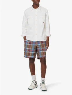 Zebra-embroidered Flap-pocket Regular-fit Organic-cotton Shirt -Metro Style Shop R04161310 WHITE ALT01