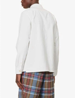 Zebra-embroidered Flap-pocket Regular-fit Organic-cotton Shirt -Metro Style Shop R04161310 WHITE ALT03