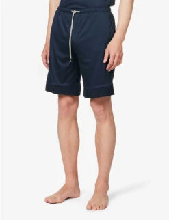 Mid-rise Elasticated-waist Cotton-jersey Shorts -Metro Style Shop R04161939 TWILIGHTBLUE ALT02