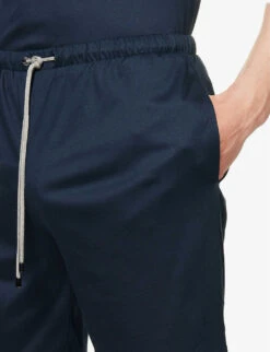 Mid-rise Elasticated-waist Cotton-jersey Shorts -Metro Style Shop R04161939 TWILIGHTBLUE ALT04