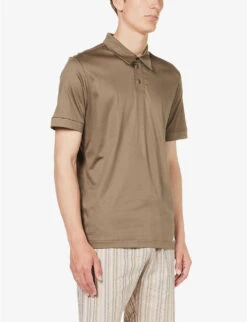 Branded-patch Short-sleeved Cotton-jersey Polo Shirt 9 Branded-patch Short-sleeved Cotton-jersey Polo Shirt -Metro Style Shop R04161942 MOSS ALT02