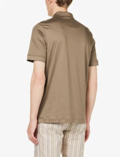 Branded-patch Short-sleeved Cotton-jersey Polo Shirt 10 Branded-patch Short-sleeved Cotton-jersey Polo Shirt -Metro Style Shop R04161942 MOSS ALT03