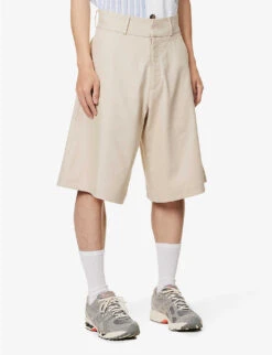 Culottes Pique-textured Cotton-blend Shorts -Metro Style Shop R04162399 OATMEAL ALT02