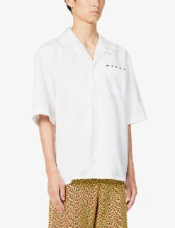 Marni Brand-print Patch-pocket Boxy-fit Cotton-poplin Shirt -Metro Style Shop R04162779 LILYWHITE ALT02