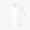 Marni Brand-print Patch-pocket Boxy-fit Cotton-poplin Shirt -Metro Style Shop R04162779 LILYWHITE M