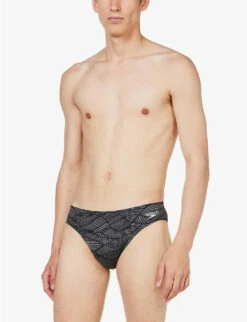 Speedo Allover 7cm Graphic-print Swim Briefs -Metro Style Shop R04163355 BLACKUSACHARCOAL ALT02