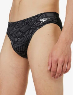 Speedo Allover 7cm Graphic-print Swim Briefs -Metro Style Shop R04163355 BLACKUSACHARCOAL ALT04