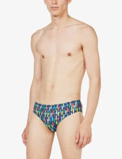 Speedo Allover 8cm Recycled Polyester-blend Swim Briefs -Metro Style Shop R04163364 NAVYREDGREENAQU ALT02