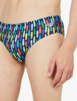 Speedo Allover 8cm Recycled Polyester-blend Swim Briefs -Metro Style Shop R04163364 NAVYREDGREENAQU ALT04