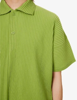 Pleated Relaxed-fit Knitted Polo Shirt -Metro Style Shop R04163791 LEAFGREEN ALT04