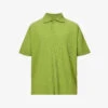 Pleated Relaxed-fit Knitted Polo Shirt -Metro Style Shop R04163791 LEAFGREEN M